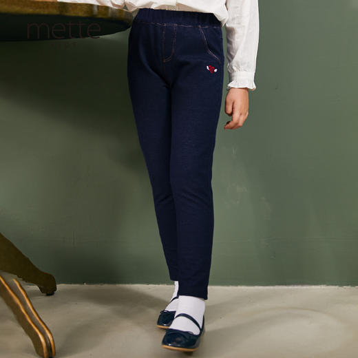 METTE童装女童薄款紧身牛仔裤2020年秋新品字母绣花女宝休闲长裤 商品图1