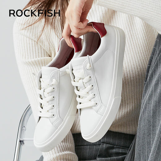rockfish英国775超纤皮面懒人一脚蹬休闲小白鞋