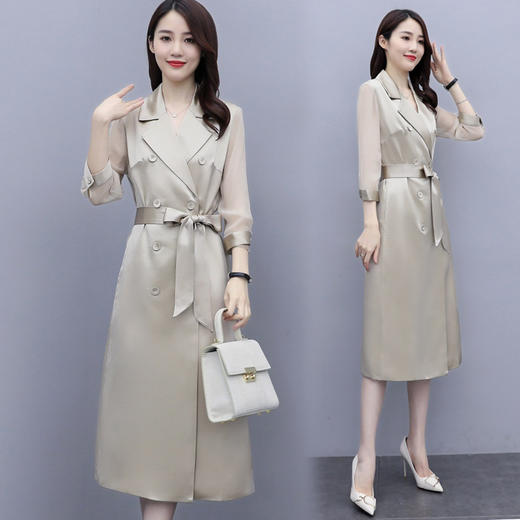 WZNH-WQ98029秋季风衣女气质OL通勤韩版修身优雅中长款 商品图2