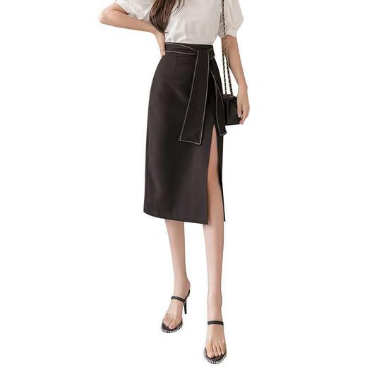 QYFS5301新款潮流时尚气质高腰开叉裙中长款半身裙TZF 商品图2
