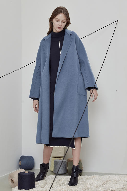 女装长款水波纹羊绒呢大衣  SJF18W784B 商品图4