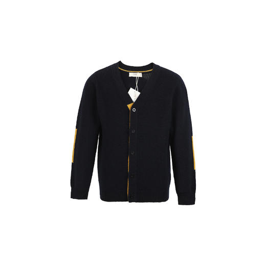 METTE羊绒世家童装秋中大童100%山羊绒V领开衫时尚撞色长袖针织外套男 商品图7