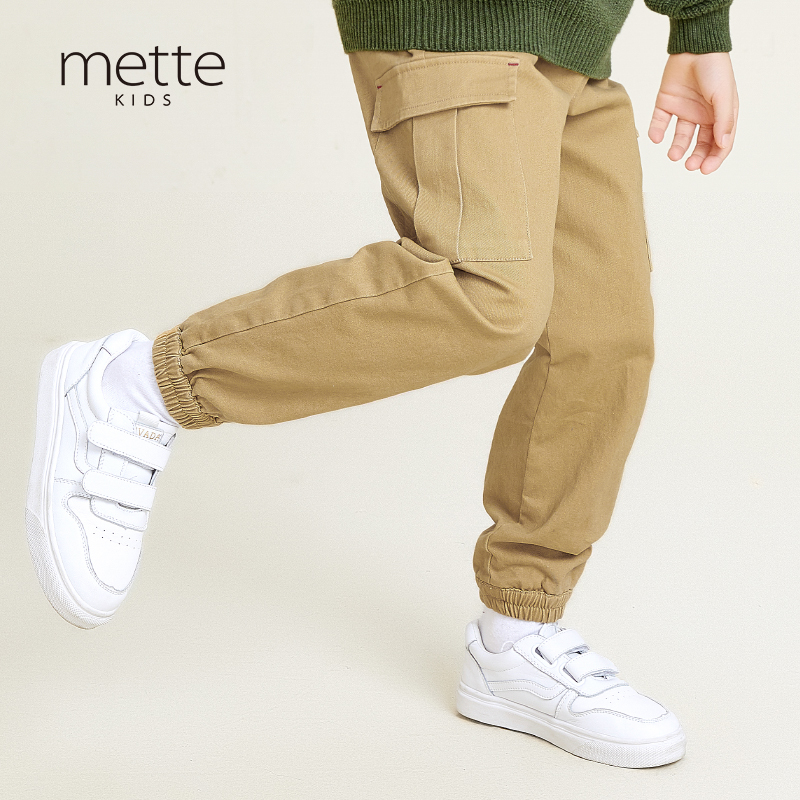 METTE童装裤子2020秋中大童男宝工装裤大口袋防风保暖休闲长裤子