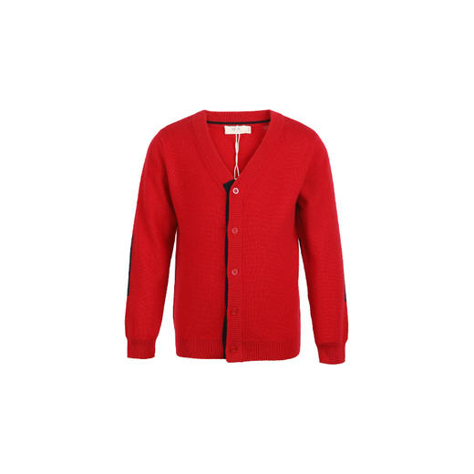 METTE羊绒世家童装秋中大童100%山羊绒V领开衫时尚撞色长袖针织外套男 商品图8