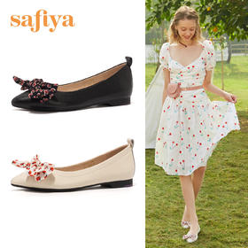 商场同款 | safiya/索菲娅2020尖头低跟浅口蝴蝶结一脚蹬女单鞋SF03111084