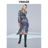 VIMAGE纬漫纪秋款个性时尚印花舒适显瘦修身收腰连衣裙V1407003 商品缩略图1