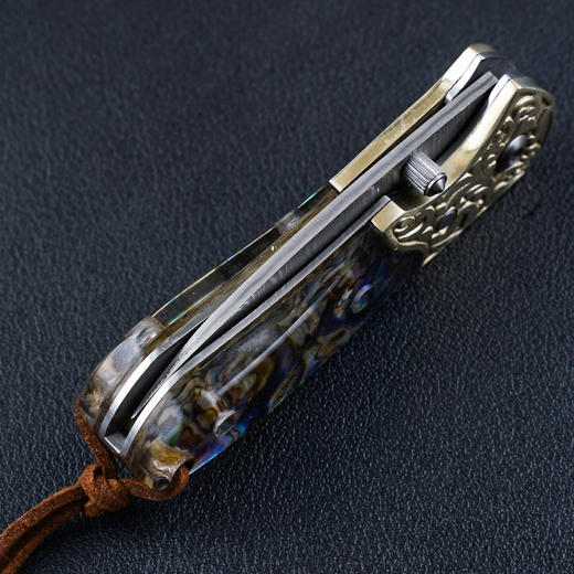 金鲍VG10大马士革折叠刀彩贝手柄锋利小刀 商品图3