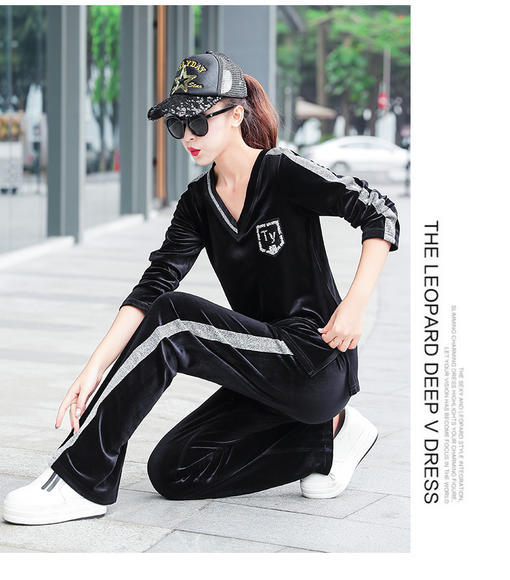 YHSS5025-370新款V领时尚运动休闲套装 商品图4