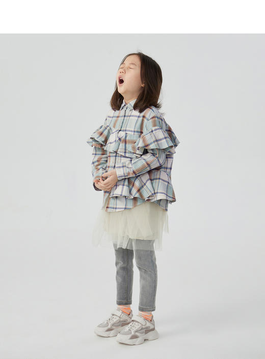 江南布衣童装可爱格纹衫女童儿童1k8100070