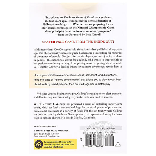 【中商原版】身心合一的奇迹力量 W. Timothy Gallwey 英文原版 The Inner Game of Tennis 商品图1