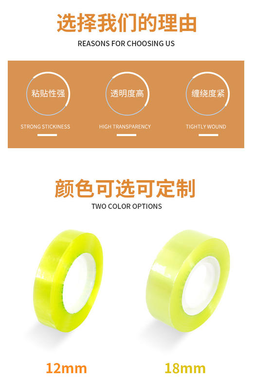 批发文具胶带透明胶带办公用封口胶袋纸学生文具小胶纸 商品图5