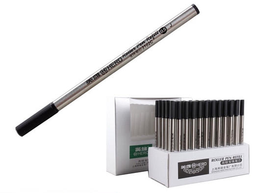 hero英雄通用宝珠笔芯金属替芯0.5mm黑芯直插式螺纹式 商品图8