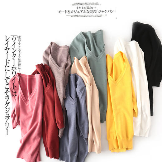 【特惠两件装】 V领显瘦短袖打底针织衫 修身百搭女士上衣纯色打底衫外穿 商品图7