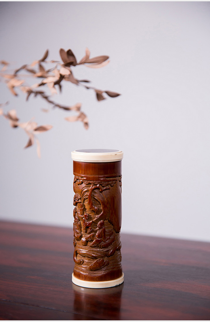 清竹雕西园雅集香筒