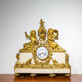十九世纪 大理石座铜鎏金人物西洋座钟