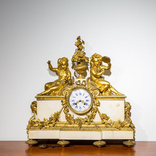 十九世纪 大理石座铜鎏金人物西洋座钟 商品图0