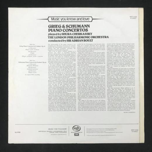 LP黑胶唱片 爱德华·格里格《A小调钢琴协奏曲Op.16》 舒曼《A小调钢琴协奏曲Op.54》  伦敦爱乐乐团 阿德里安 商品图1