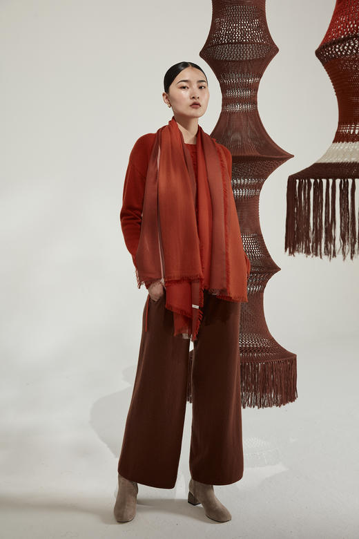  条纹撞色羊绒披肩 SJF92P818B 商品图2