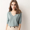 【特惠两件装】 V领显瘦短袖打底针织衫 修身百搭女士上衣纯色打底衫外穿 商品缩略图0