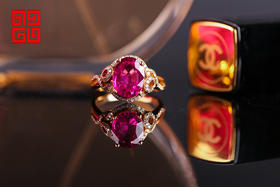 吉祥天地  碧玺玫瑰金戒指