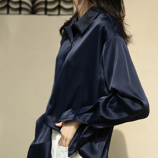 【两件八折】芭莎复古丝感衬衣，缎面雪纺，丝滑有光泽，五色可选 商品图4