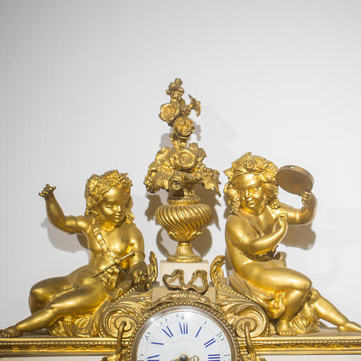 十九世纪 大理石座铜鎏金人物西洋座钟 商品图1