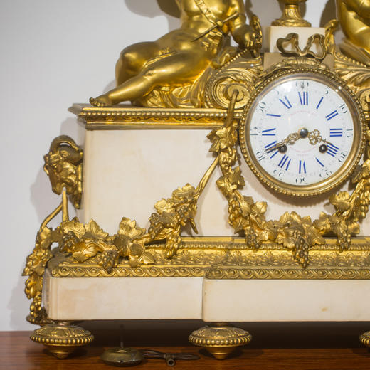 十九世纪 大理石座铜鎏金人物西洋座钟 商品图2
