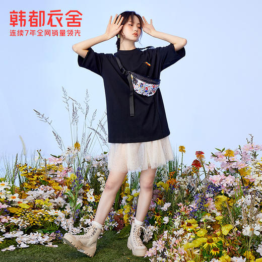 【本草纲目系列】韩都衣舍短袖T恤女ins潮夏季宽松抑菌上衣DM0002 商品图2