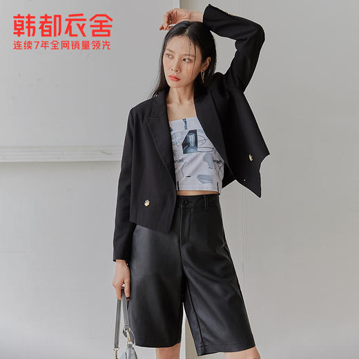 韩都衣舍2021秋季新款高腰显瘦宽松百慕大短裤休闲裤女PV9678勝 商品图1