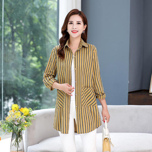 MQ-1822-212新款春秋外穿百搭宽松夏季薄纯棉条纹上衣ZXH 商品图1