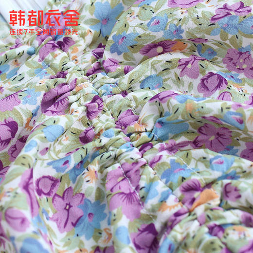 韩都衣舍2021夏装新款女装法式初恋超仙少女碎花连衣裙RE7378茵 商品图3