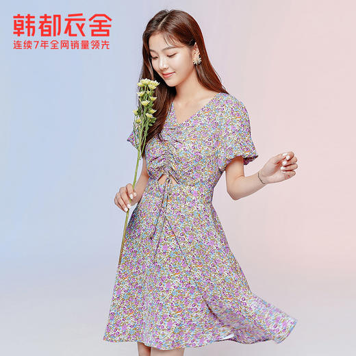 韩都衣舍2021夏装新款女装法式初恋超仙少女碎花连衣裙RE7378茵 商品图1