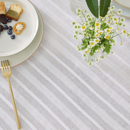 蕾丝桌布棉纯色白条纹法式复古餐桌布艺 商品图2