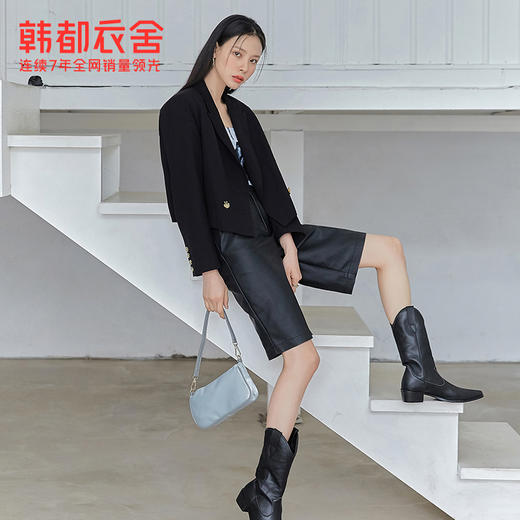 韩都衣舍2021秋季新款高腰显瘦宽松百慕大短裤休闲裤女PV9678勝 商品图2