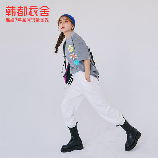 韩都衣舍2021夏装新款女韩版图案印花ins潮上衣短袖T恤OM81674樰 商品图2