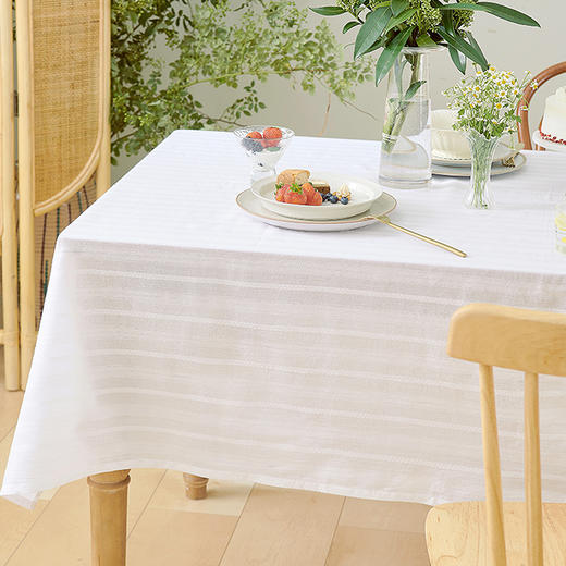 蕾丝桌布棉纯色白条纹法式复古餐桌布艺 商品图1