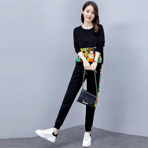 MQQ-8947秋季印花运动休闲套装韩版洋气减龄时尚两件套 商品图3