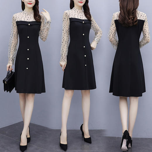 MQQ-00000新款女装收腰显瘦气质温柔风泡泡袖裙子 商品图1