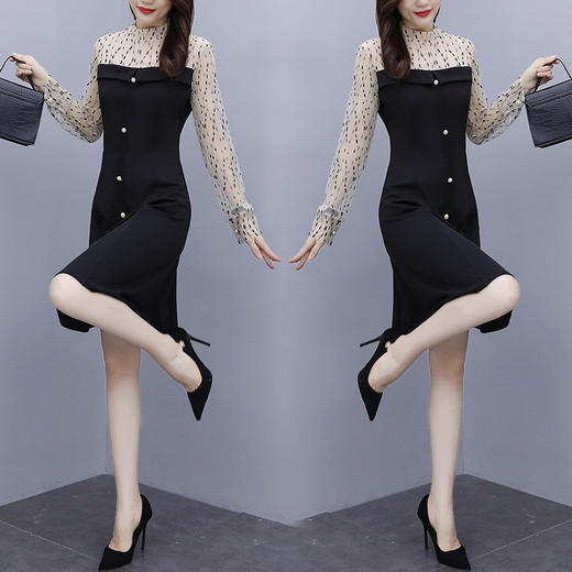 MQQ-00000新款女装收腰显瘦气质温柔风泡泡袖裙子 商品图2