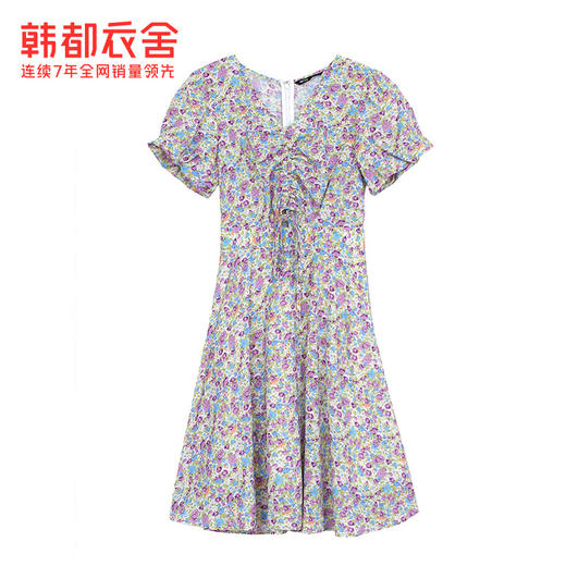 韩都衣舍2021夏装新款女装法式初恋超仙少女碎花连衣裙RE7378茵 商品图4