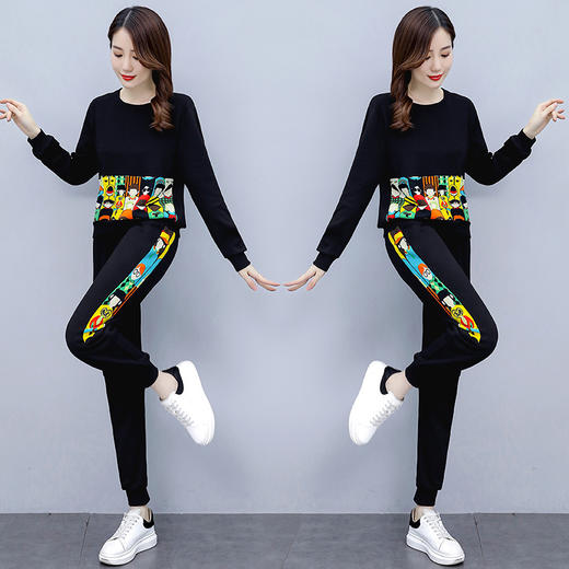 MQQ-8947秋季印花运动休闲套装韩版洋气减龄时尚两件套 商品图0