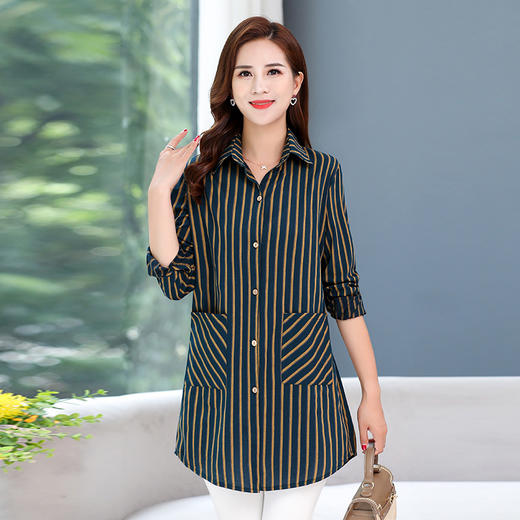 MQ-1822-212新款春秋外穿百搭宽松夏季薄纯棉条纹上衣ZXH 商品图2