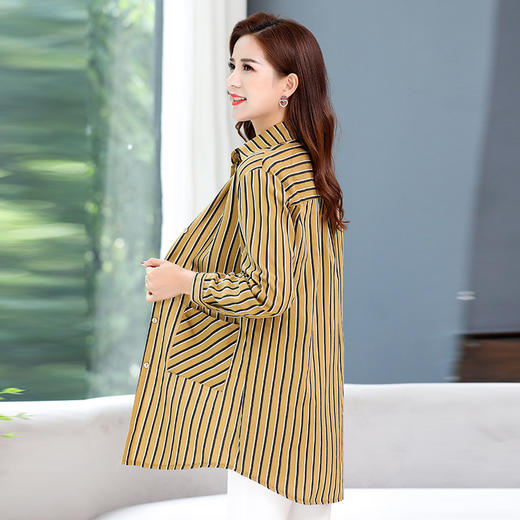 MQ-1822-212新款春秋外穿百搭宽松夏季薄纯棉条纹上衣ZXH 商品图3