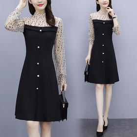 MQQ-00000新款女装收腰显瘦气质温柔风泡泡袖裙子