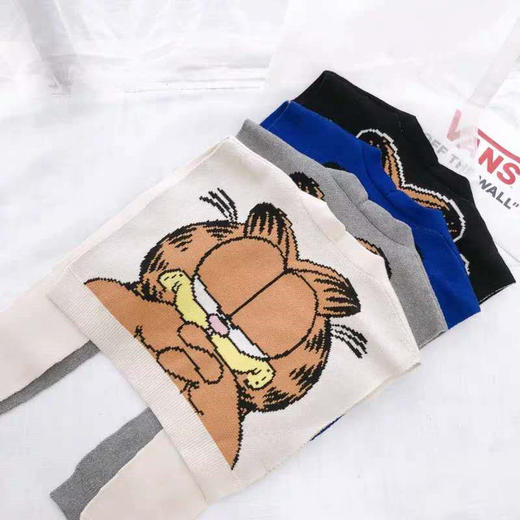 2020春款时尚披肩加菲猫卡通洋气针织外搭毛线衣打结围巾坎肩女 商品图7