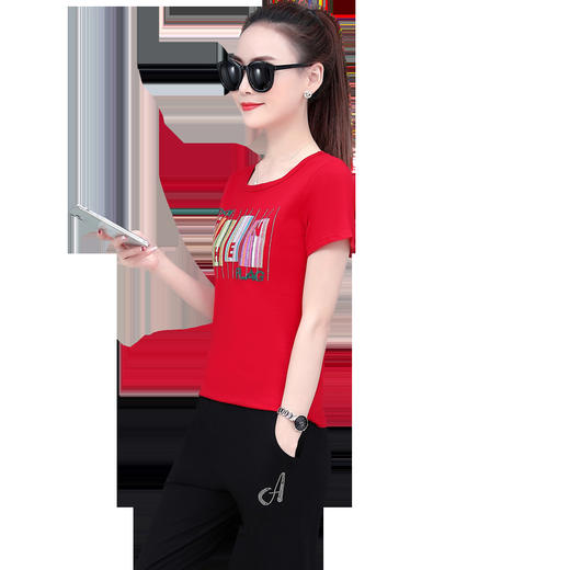 SP-1528605夏季纯棉圆领运动七分裤两件套休闲服 商品图4
