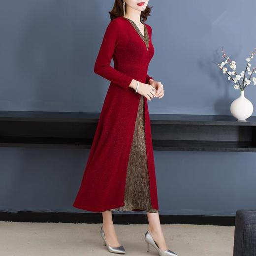 P 气质假两件修身收腰显瘦大码连衣裙 商品图1