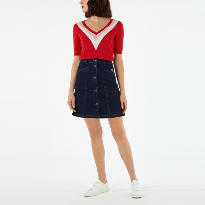 韩国Cath Kidston8月 玫瑰红色V 领针织上衣JPY带授权招加盟代理