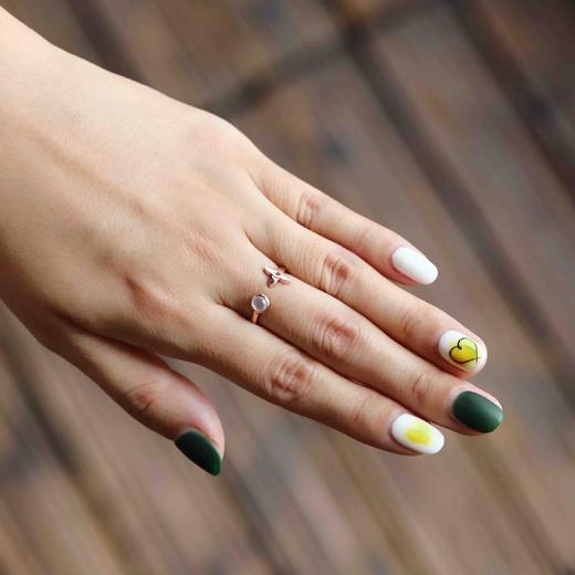 高冰种翡翠开口笑小花戒指18k玫瑰金镶嵌 商品图9