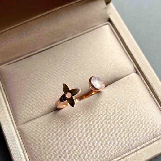 高冰种翡翠开口笑小花戒指18k玫瑰金镶嵌 商品图5